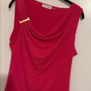 Calvin Klein Women's Red Draped Blouse